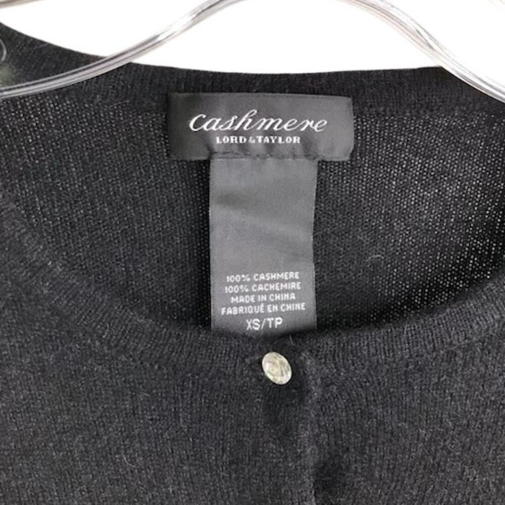 Lord &‎ Taylor Cardigan Womens XS/TP Black Cashmere Gem Buttons Slim Fit Classic - Picture 2 of 7